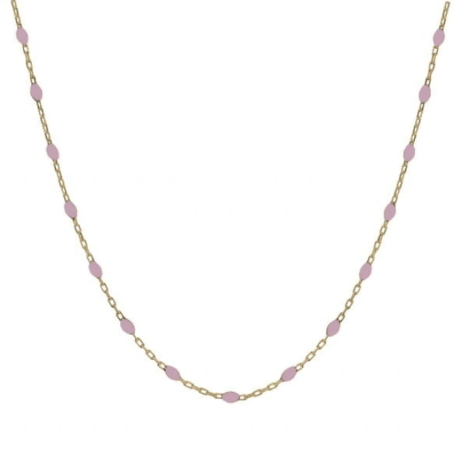 Srebrny pozłacany naszyjnik choker z różową emalią