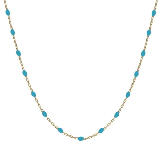 Srebrny pozłacany naszyjnik choker z niebieską emalią
