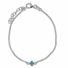 Srebrna bransoletka koniczyna z niebieską emalią