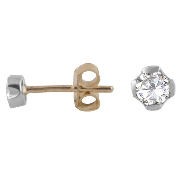 Złote kolczyki z cyrkoniami 4mm 585