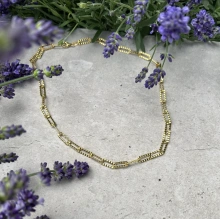 Srebrny pozłacany naszyjnik choker łańcuch młotkowany