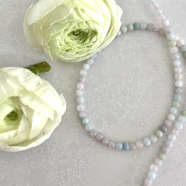 Choker kamień naturalny morganit PASTELOWY •