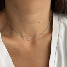 Srebrny naszyjnik choker z cyrkonią BRYLANCIK