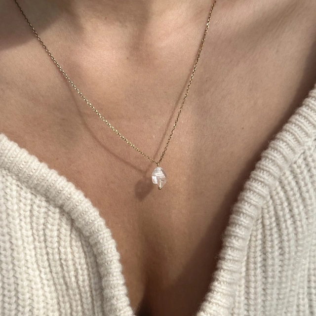 Srebrny pozłacany naszyjnik DIAMENT herkimer