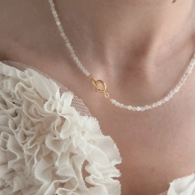 Choker kamień naturalny morganit PASTELOWY no.2