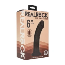 Dual Density Silicone Curved Realistic Dildo with Suction Cup - 6" / 15,5 cm - Black