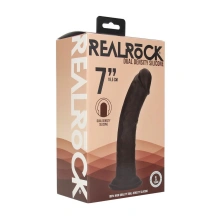 Dual Density Silicone Curved Realistic Dildo with Suction Cup - 7" / 18,5 cm - Black