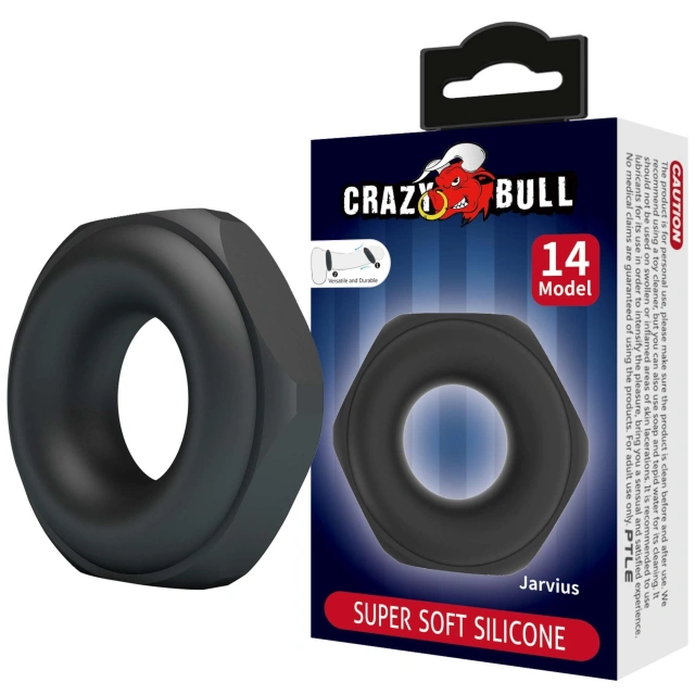 Crazy Bull Jarvius Super Soft Silicone Cock Ring – Black