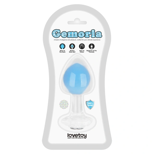 Gemoria Silicone Butt Plug (Glow-In-The-Dark) - blue