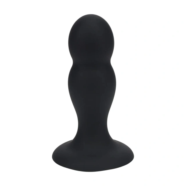 Double Rattle Liquid Silicone Anal Plug - M - Black