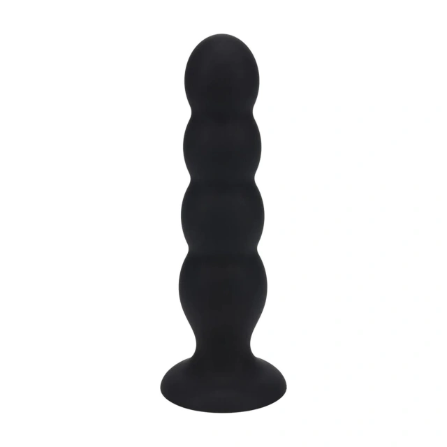 Quad Rattle Liquid Silicone Anal Plug - XL - Black