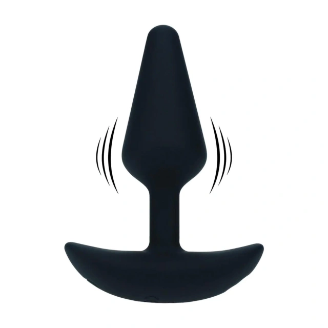 Classic Vibrating Silicone Anal Plug - S - Black