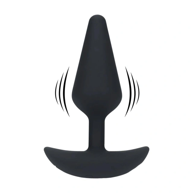 Classic Vibrating Silicone Anal Plug - M - Black