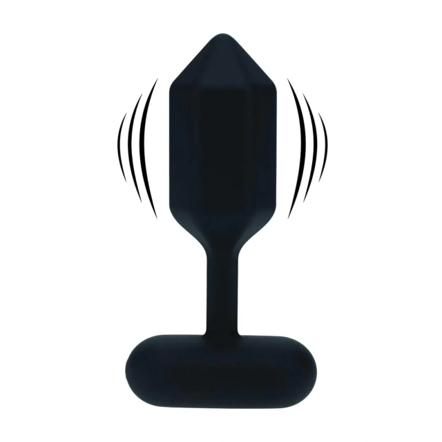 Hexagonal Vibrating Silicone Anal Plug - S - Black