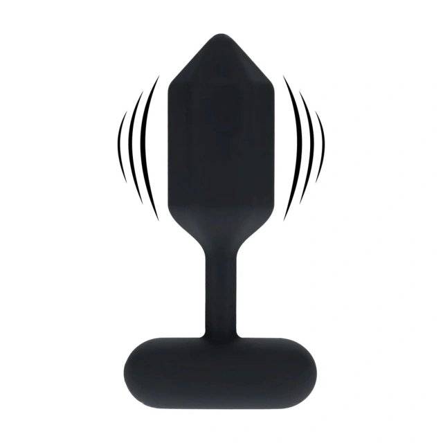 Hexagonal Vibrating Silicone Anal Plug - M - Black