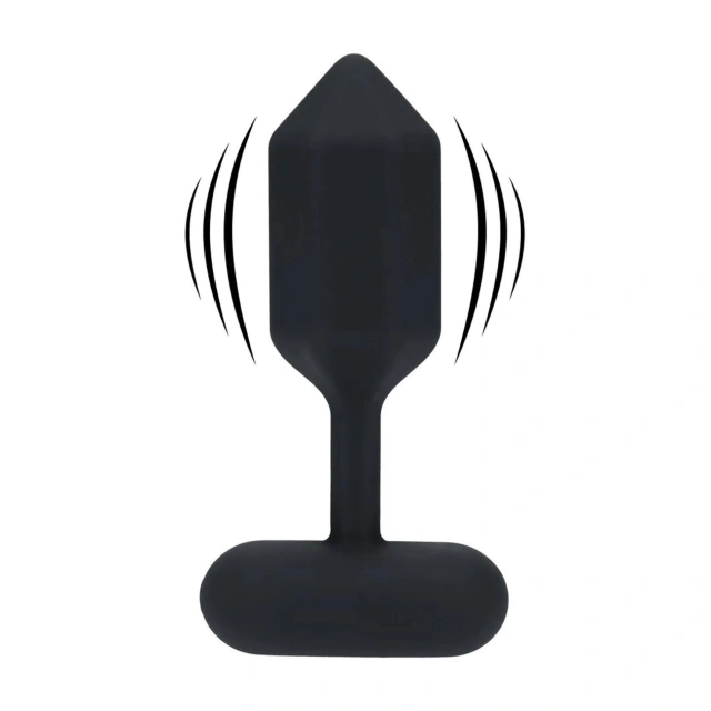 Hexagonal Vibrating Silicone Anal Plug - L - Black