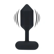 Hexagonal Vibrating Silicone Anal Plug - L - Black