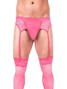 Prowler Pink Lace Garter Set Large