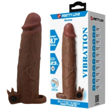 Pretty Love Xerxes – 22 cm Vibrating Penis Sleeve, Dark Brown